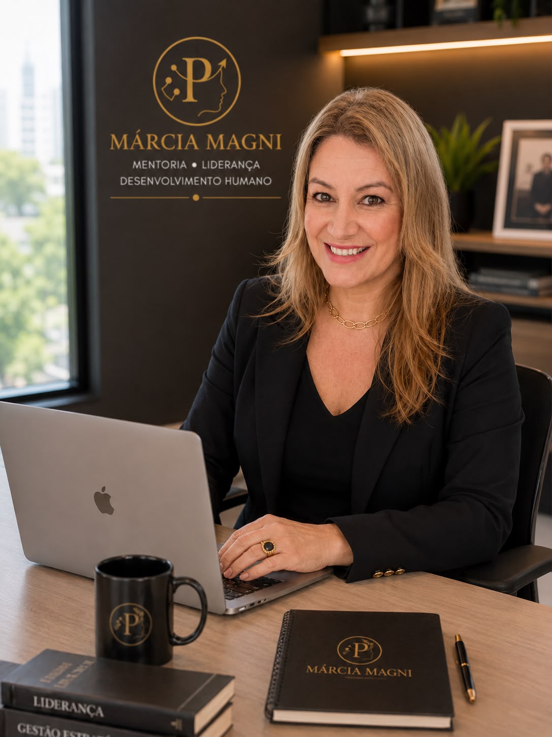 Márcia Magni em seu escritório